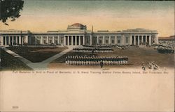Full Battalion in Drill in Front of Barracks, US Naval Training Station. Yerba Buena Island Postcard