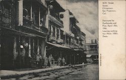 Street Scene, Chinatown. Destroyed by Earthquake and Fire, Leaving Nothing but Hole 100ft Deep Postcard