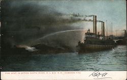 Fire Boat in Action North River Hoboken Fire Disasters Postcard Postcard Postcard