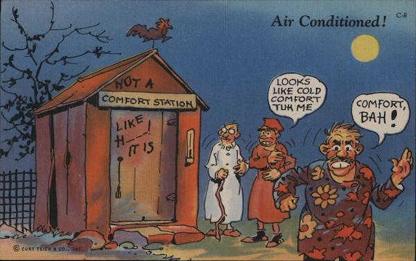 Not a Comfort Station - Air Conditioned Outhouse Comic, Funny