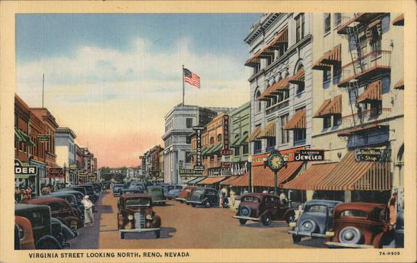 Virginia Street Looking North Reno, NV Postcard