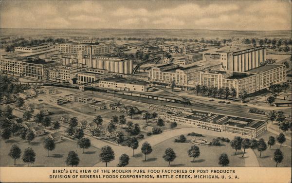 Bird's-Eye View of the Modern Pure Food Factories of Post Products Battle Creek Michigan