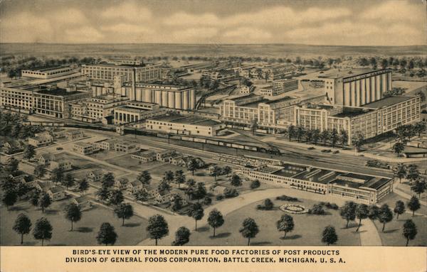 Bird's-Eye View of the Modern Pure Food Factories of Post Products Battle Creek Michigan