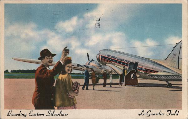 Boarding Eastern Silverliner at La Guardia Field Aircraft