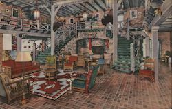 Interior Lobby of the Hotel El Rancho Postcard