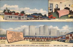 New America Motor Lodge and Coffee Shop Salt Lake City, UT Postcard Postcard Postcard