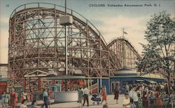 Cyclone Roller Coaster Palisades Amusement Park Postcard