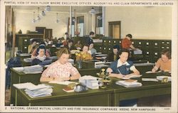 Keene NH National Grange Insurance Main Floor Linen Postcard