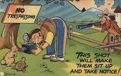 Photographing Turtle and Hare, No Trespassing, Shotgun Postcard