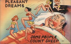 Pleasant Dreams Some People Count Sheep Postcard