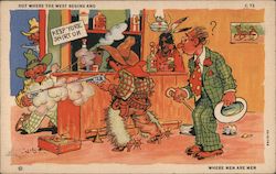 Out where the West begins and where Men are Men Comic, Funny Ray Walters Postcard Postcard Postcard