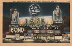 Bond Spectacular Waterfall Sign in Times Square Postcard