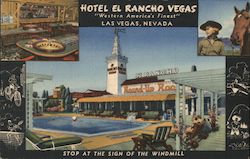 Hotel El Rancho Vegas, Stop at the Sign of the Windmill Postcard