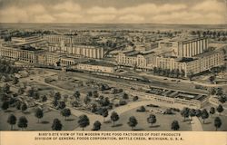 Bird's-Eye View of the Modern Pure Food Factories of Post Products Postcard