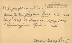 Marquette University School of Medicine Library Overdue Notice Postcard