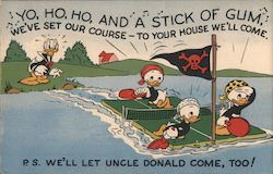 Disney Donald Duck, Huey, Dewey, and Louie, Floating Tennis Court Cartoons Postcard Postcard Postcard
