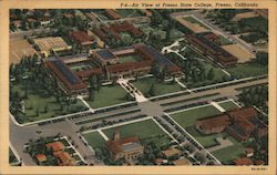 Air View of Fresno State College Postcard