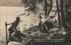 Breakfast on the Shore of Lake Fairview Camp Minisink Postcard