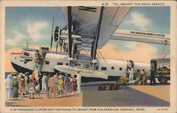 Passenger Clipper Ship Preparing to Depart from Pan-American Terminal Postcard