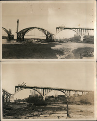 Lot of 2: New Bridge Construction, Arkansas River 1921 Original Photograph