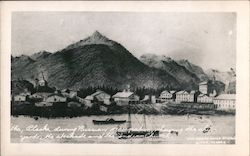 Sitka during Russian Occupation showing Shipyards, Stockade, Indian Church Postcard