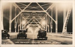 San Francisco - Oakland Bay Bridge At Night Postcard