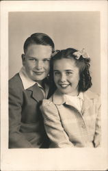 Portrait of Young Boy and Girl Postcard