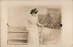 Studio Photo, Woman at Cliff House Postcard