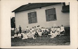 Large Group of Children Photographed Outside School or Church Postcard