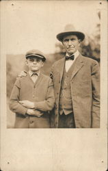 Calvin Coolidge and Son - Rare View Postcard