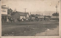 Horses and Wagons Hauling Pipes Bishop, CA Postcard Postcard Postcard