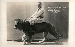 Pluto and Mr. Gay at Gay's Lion Farm Postcard