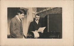 Men with Mimeograph Machine Postcard