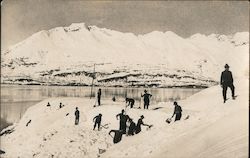 Soldiers Snow Shovels, Quonset Hut - WWII Postcard