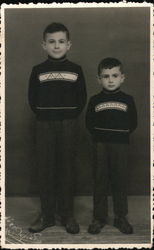 Two Boys Posing in Matching Outfits Postcard Postcard Postcard