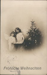 Fröhliche Weihnachten - Angels with Christmas Tree Postcard