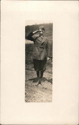 Young Boy Saluting Postcard