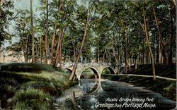 Rustic Bridge, Deering Park Greetings Portland, ME Postcard Postcard