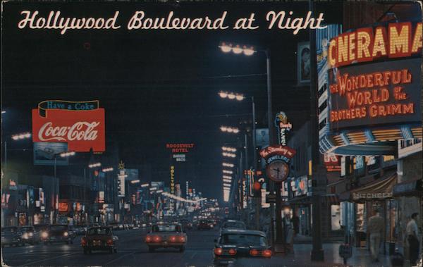 Hollywood Boulevard at Night California R. W. Chase