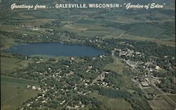 Aerial View of Town Galesville, WI Postcard Postcard Postcard