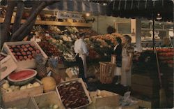 Produce Booths at Farmers Market Los Angeles, CA Postcard Postcard Postcard