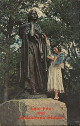 June Fox and Sakakewa Statue Native Americana Harley F. Hettick Postcard Postcard Postcard