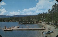 Vista of Beach and Boat Dock Postcard