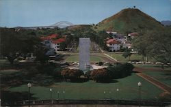 El Prado Balboa, Canal Zone and the Monument in Honor of General Goethals Postcard