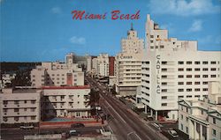 Looking North Along Collins Avenue Postcard