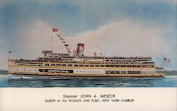 Steamer John A Meseck - Queen of the Wilson Line Fleet at New York Harbor Postcard Postcard Postcard