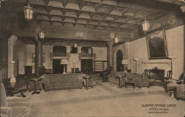 Glimpse of the Main Lobby of Hotel Plaza San Francisco California