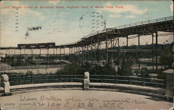 110th Street Curve of Elevated Road, Highest Part of Road New York
