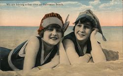 We are having a fine time on Galveston Beach Postcard