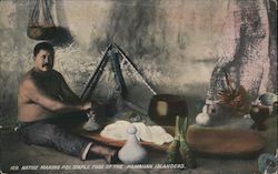 Native Making Poi, Staple Food of the Hawaiian Islanders Postcard